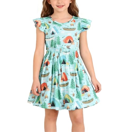 Toddler Girl Dress Horse Print Ruffle Bottom Casual Dress Summer Clothes 1-8Y