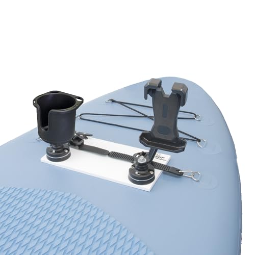 SUP Angler Lite Universal Paddle Board Mount with Paddle Board Fishing Rod Holders, Phone Holders, Cup Holders; Paddle Boa...