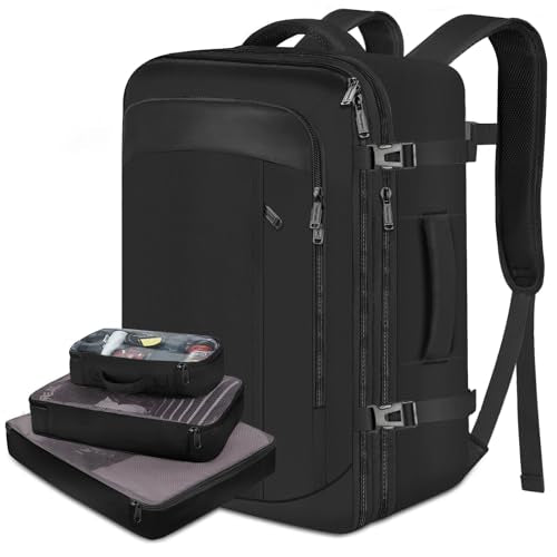 Vancropak Backpack for Men, Extra Large 50L Travel Backpack, Carry on Airplane Approved Luggage Bag with 3 Packing Cubes f...