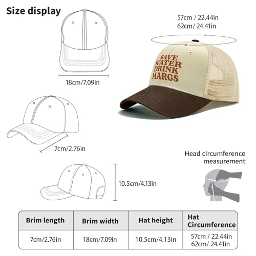 Save Water Drink Margs Hats for Men Aesthetic Washed Distressed Baseball Cap