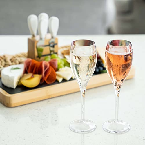 KLOVEO Plastic Champagne Flutes - Set of 6 - Made in Italy - Insanely Durable and Versatile Plastic Champagne Glasses - Re...