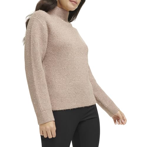 Calvin Klein Women's Sequin Mock Neck Long Sleeve Sweater