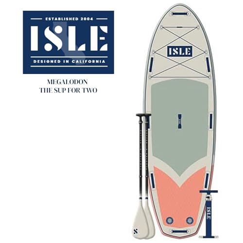 ISLE Megalodon Inflatable Stand Up Paddle Board & iSUP Bundle Accessory Pack - Up to 1,050 lbs Capacity — Durable, Lightwe...