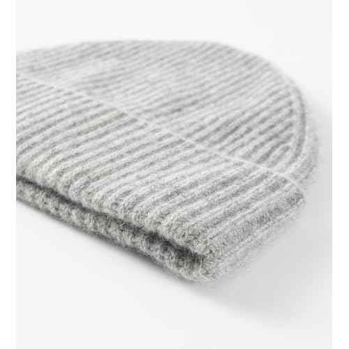 Villand 100% Cashmere Ribbed Cuffed Hat for Men, Ultra-Soft Men's Pure Cashmere Winter Ski Beanie