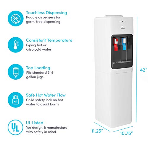 Avalon Top Loading Water Cooler Dispenser - Hot & Cold Water, Child Safety Lock, Innovative Slim Design, Holds 3 or 5 Gall...