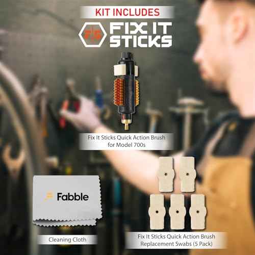 Fix It Sticks Quick Action Brush for Model 700s Bundle with 5 Replacement Swabs and Premium Black Microfiber Utility Cloth ? Complete Cleaning Kit for Bolt-Action Platforms