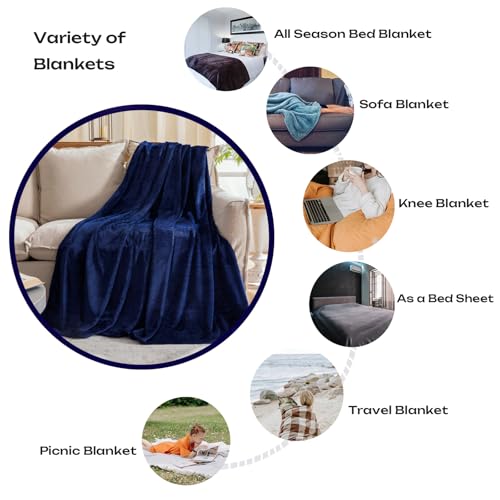 Fleece Plush Throw Blanket Navy Blue(50 by 60 Inches),Super Soft Fuzzy Cozy Flannel Blanket for Couch Sofa.Microfiber Blan...