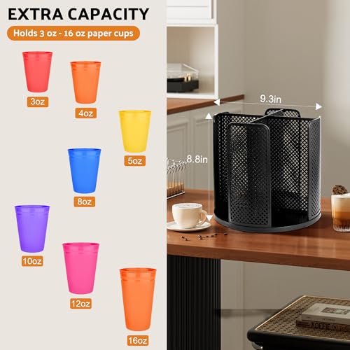 Wymulot Rotating Paper Cup Dispenser, Cup Holder with 4 Compartments, Disposable Coffee Cup Dispenser Removable, Plastic C...
