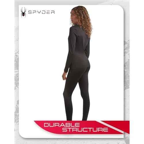 Spyder Womens Thermal Underwear Set - 2 Piece Moisture Wicking Insulated Long Johns Fleece Lined Top & Leggings for Women