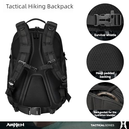AMHEH 32L Military Tactical Backpack - Rugged Molle Assault Pack Fits 17 Inch Laptop for Survival Hiking Outdoor Travel Wo...