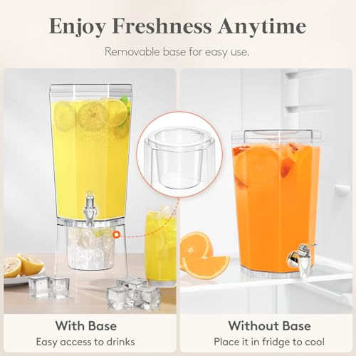 Lifewit 1 Gallon Drink Dispenser for Parties 2 Pcs, 4L Plastic Beverage Container with Stand for Juice/Tea/Soda & Lemonad...