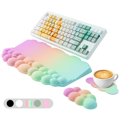 Ergonomic Wrist Rest for Keyboard, Soft Memory Foam Cloud Keyboard Stand Pad with Wrist Rest Set with Non-Slip Silicone Ba...