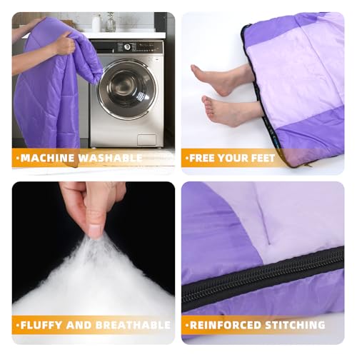 Cotton Flannel Lined Sleeping Bag for Adults Teens Kids, Cold Weather &Warm, 3 Seasons, Lightweight Compact Camping Essent...