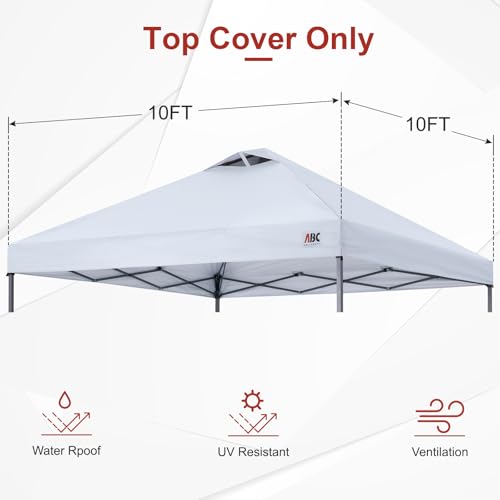 ABCCANOPY Replacement Canopy Top for Easy Pop up Canopy Tent 10x10, White
