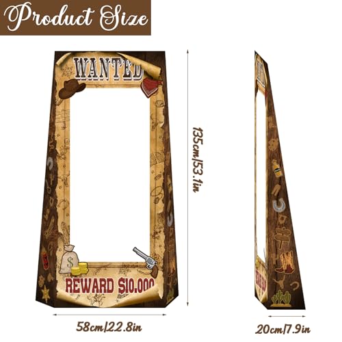 4.5ft Tall Life Size Stand in West Wanted Photo Booth Props Selfie Frames, Western Photo Booth Props for Western, West Cow...