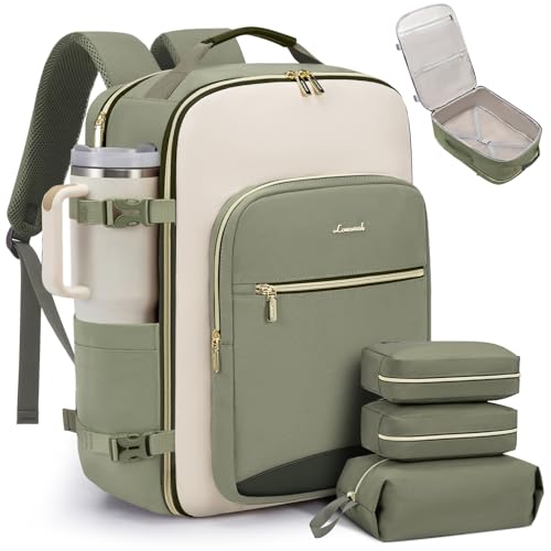 LOVEVOOK 50L Travel Backpack for Women & Men, Airline Approved Carry On Luggage with 3 Packing Cubes, TSA Overnight Bags, ...