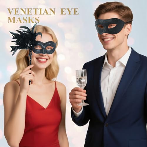 LCKRVOL 2026 New Masquerade Mask Couples Set, Masquerade Masks for Women Men Halloween Venetian Mask Costume Party