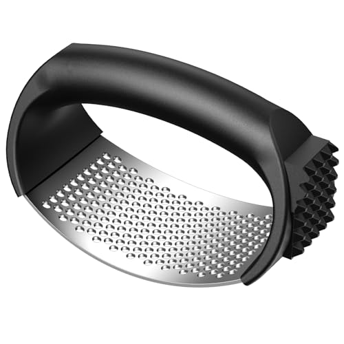 Garlic Press,Stainless Steel Garlic Mincer Crusher,Easy to Use and Clean,Ergonomic Handle,Easy Kitchen Gadget for Effortle...