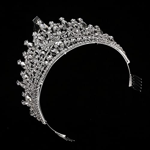 QIAIYALA Tiara and Crown with Comb for Women and Girls Silver Headband Rhinestones Bridal Wedding Prom Birthday Cosplay