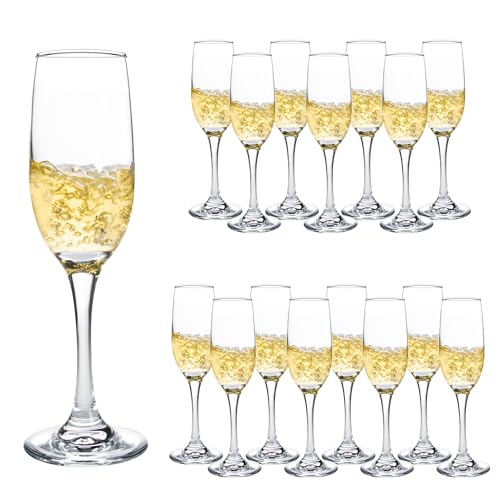 SHYRC Glass Champagne Flutes Set of 16, 6oz Classic Champagne Glasses, Sparkling Wine Glass, Champagne Flutes with Long St...