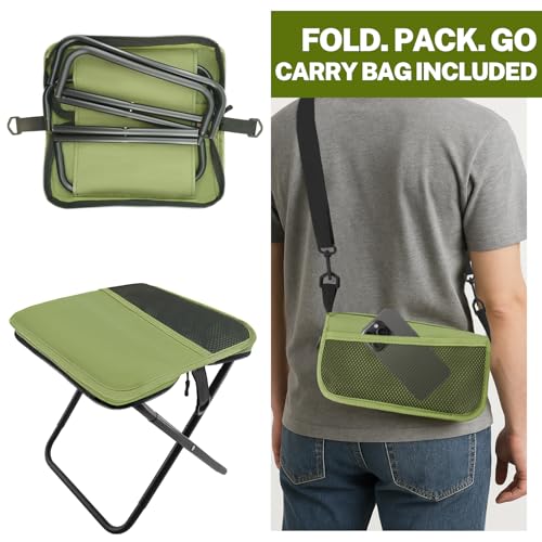 HGEKLIZV Portable Stool, Small Folding Stool for Adults, Ultralight Camping Stools for Hiking and Fishing (Green)