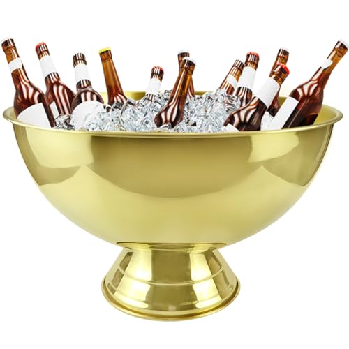 3 Gallon 12L Stainless Steel Beverage Tub Insulated Ice Bucket Metal Champagne Bowl with Base Large Size Ice Bowl for Wine...