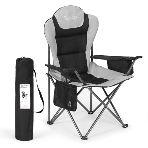 Seazul Camping Chairs for Adults, Camp Chair, Folding Chairs for Outside, Support 380 LBS, Portable Travel Lawn Outdoor Ca...