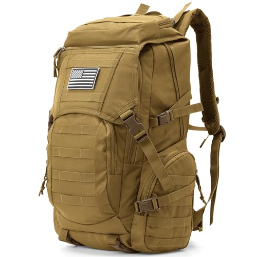 AUMENTAR 35L Military Tactical Backpack for Men,Water Resistant Assault Pack for Women,Khaki Molle Daypack 3 Day Bug Out B...