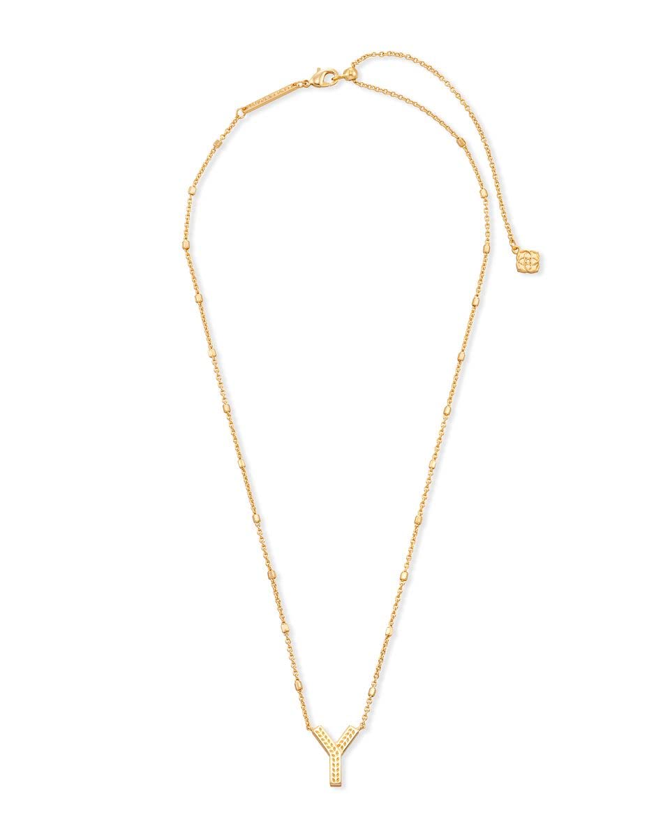 Kendra Scott Letter Y Pendant Necklace for Women, Fashion Jewelry, 14k Gold-Plated Brass, Gold Metal, Letter Y
