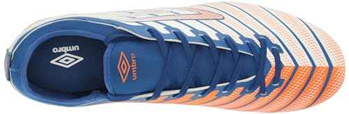 Umbro Men's Velocita Elixir Club FG Soccer Cleat, White/Orange/Blue, 11.5