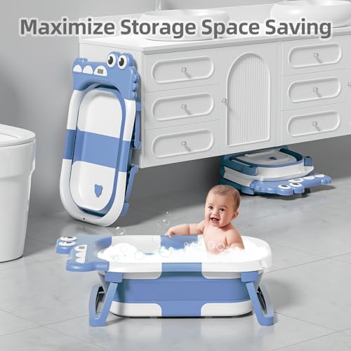 TPN Collapsible Baby Bathtub, Baby Bath Tub with Soft Cushion & Real-Time Thermometer, Baby Bathtub Infant to Toddler Tub...
