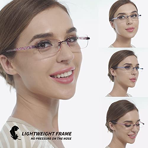 JJWELL 3 Pack Blue Light Blocking Reading Glasses for Women, Anti Eyestrain/Computer Glare UV 400 Filter Readers with Spri...