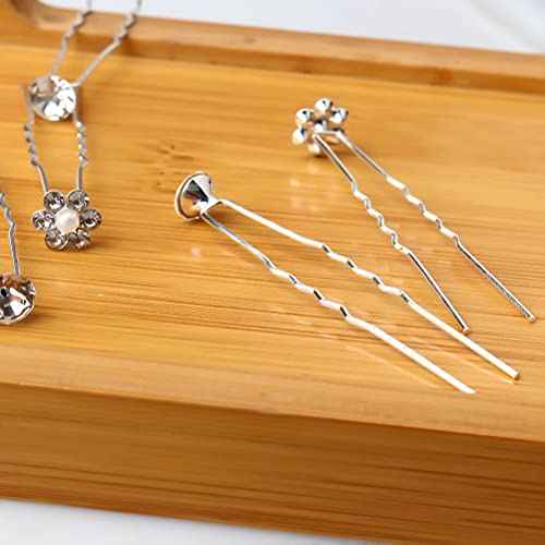 40 Pieces Bridal Hair Pins, Clips and Barrettes with Crystal Pearl Flowers, Women's Proms Hair Jewelry Accessories, Gift Stocking Stuffers for Girls
