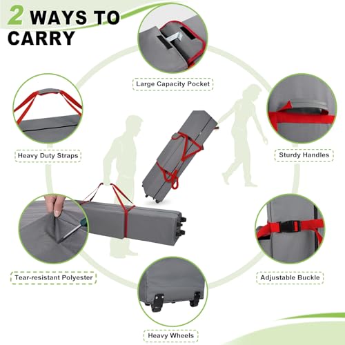 Cuddly Nest Wheeled Canopy Bag Replacement for 10x20ft Pop Up Canopy Tent-Rolling Carry Storage Bag with Sturdy Handles/Bu...