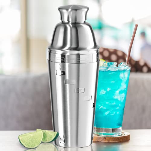OGGI Dial A Drink Cocktail Shaker - Stainless Steel, 15 Recipes, Built in Strainer, 34 oz - The Original and Only Dial A D...