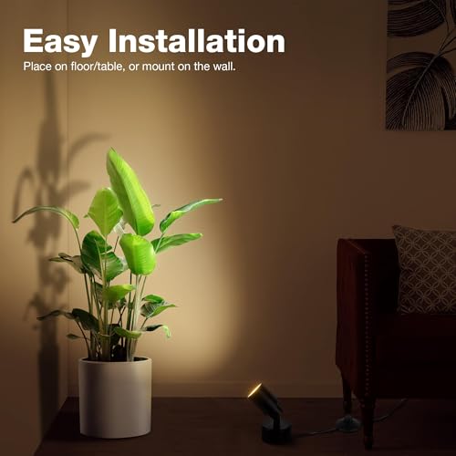 SUNVIE 2 Pack LED 120V SpotLights Indoor, 3W Up Lights Floor Spotlight, 3000K Uplights Indoor Accent Lighting for Plants P...