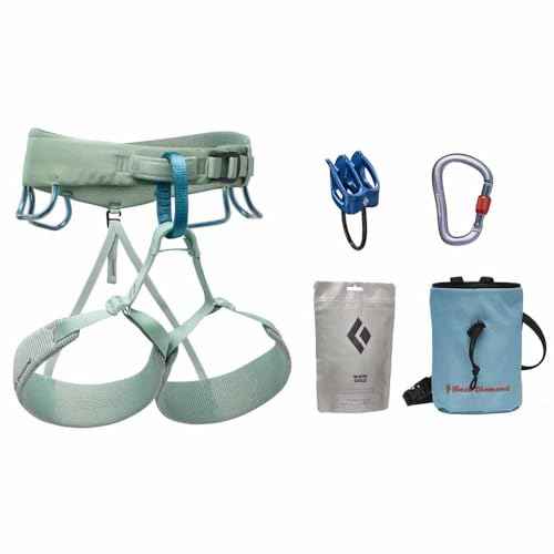 BLACK DIAMOND Women¡¯s Momentum Rock Climbing Package | Harness, Belay Device, Carabiner & Chalk Bag Starter Set Complete Kit