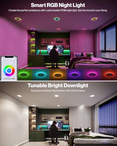 Sunco 6 Pack 6 Inch Smart Ultra Thin LED Recessed Ceiling Lights with Night Light, Tunable CCT 2700K to 6000K, Dimmable, 1...