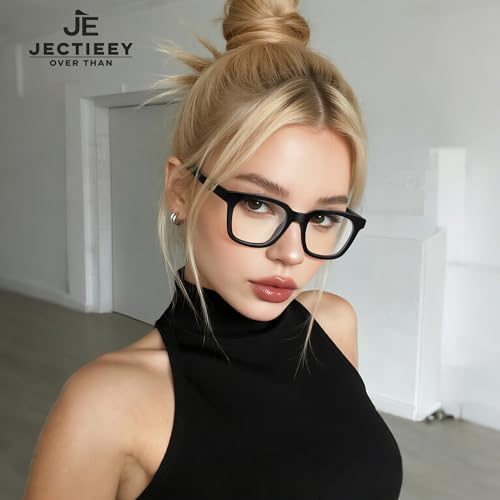 Jectieey Blue Light Blocking Glasses for Women Men,Oversize Fashion Squre Anti Eyestrain Glasses for Gaming/Reading/TV