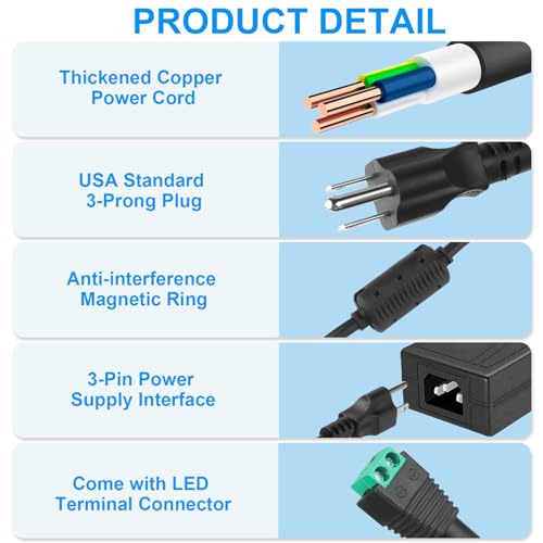 24V Power Supply, 24V 6A Power Supply 100V-240V AC to 24V DC Power Supply with LED Terminal Connector, 24 Volt 6 Amp Power...
