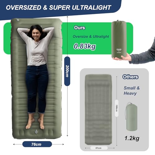 Origem Self Inflating Sleeping Pad for Camping, 5.5 Inch Ultra-Thick Camping Mat with Built-in Pump, Outdoor Ultralight Sl...