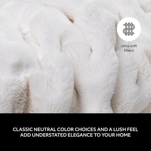 Mon Chateau 60" x 70" Hearthside Faux Fur Throw Blanket, Reversible Soft Blanket for Queen-Size Bed, Couch, or Sofa, Cozy ...