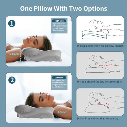 Neck Pillow Cervical Memory Foam Pillows for Pain Relief Sleeping, Contour Pillow for Shoulder Pain, Ergonomic Orthopedic ...