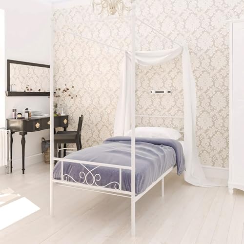 Weehom Twin Canopy Bed Frame with Headboard and Footboard, 4 Posters Metal Bed Frame, No Box Spring Needed, Mattress Found...