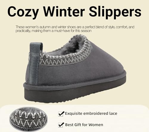 SMajong Women's Fuzzy Slippers Cozy Memory Foam House Shoes Winter Warm Loafer Slippers Indoor