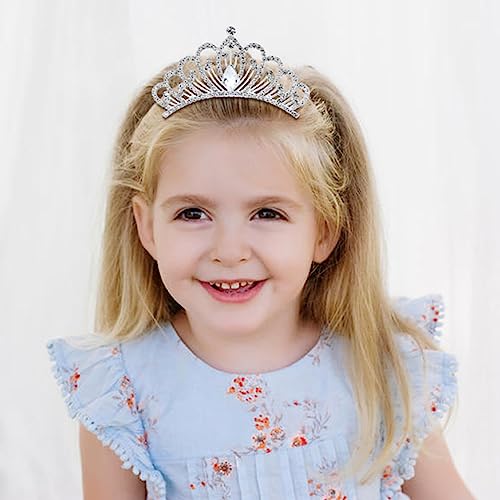inSowni 8 Pack Decorative Silver Metal Princess Birthday Party Prom Wedding Pearl Rhinestone Crown Hair Side Combs Slides ...