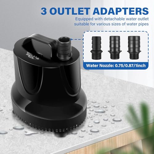 Simple Deluxe 1056GPH Submersible Water Fountain Pump, (4000L/H, 85W) Quick Water Change Aquarium Pump, 13ft High Lift, fo...