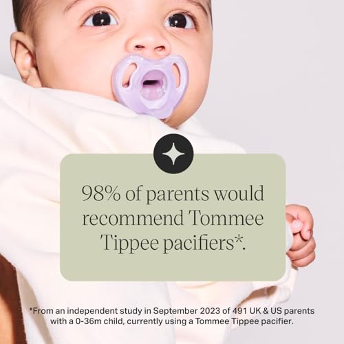 Tommee Tippee Ultra-Light Silicone Pacifier, 0-6 Months, Symmetrical One-Piece Design, BPA-Free Silicone Binkies, Blue/Gre...
