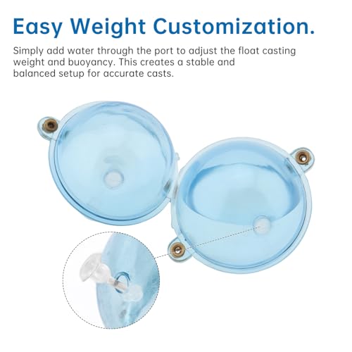 5pcs Fishing Slip Cast Spin Floats, Spin Float Fishing Bobbers, Fillable Plastic Water Balls Bubble Bobber for Topwater An...