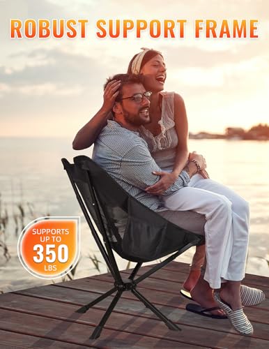 Docusvect Portable Chairs for Adults Foldable, Fast Setup, Lightweight & Small Folding Chair with Cup Holder, Side Pocket ...